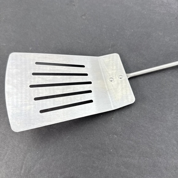 Unbranded Slotted Spatula 15in Metal Blade - Black Plastic Handle - Picture 2 of 12